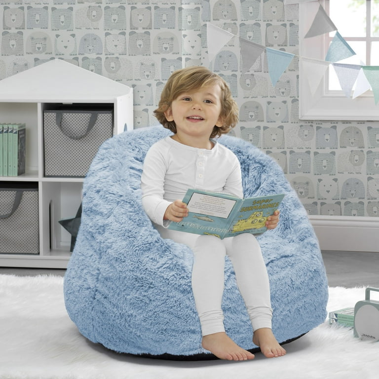 Delta Children Cozee Fluffy Chair Toddler Size For Kids Up to 6 Years Old Blue