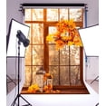 thumbnail image 2 of GreenDecor Autumn Backdrop 5x7ft Photography Backdrop Harvest Season Pumpkins Window Latern Lights Thanksgiving Day Children Baby Kids Studio Photos Video Props, 2 of 5