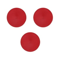Tunhigl 3-Pack Round Woven Table Mat Set 7 Inch - Heat Insulation, Waterproof & Oil-Proof Placemats for Dining, Coffee Tables - Elegant Home Decor Red