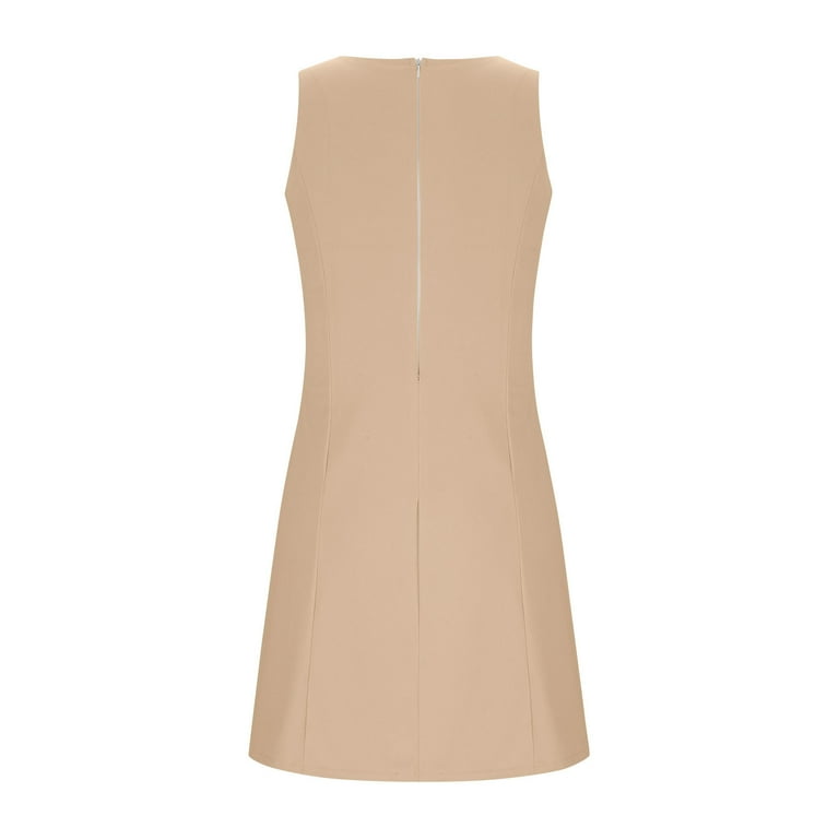 AherBiu Business Casual Dresses for Women Crewneck Sleeveless Stretch Elegant Ladies Office Work Short Dress