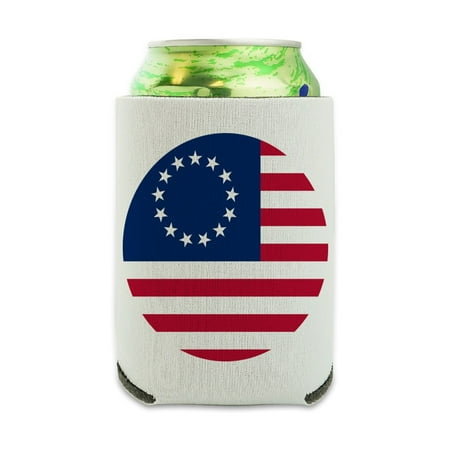 

Betsy Ross 1776 American Flag Can Cooler - Drink Sleeve Hugger Collapsible Insulator - Beverage Insulated Holder