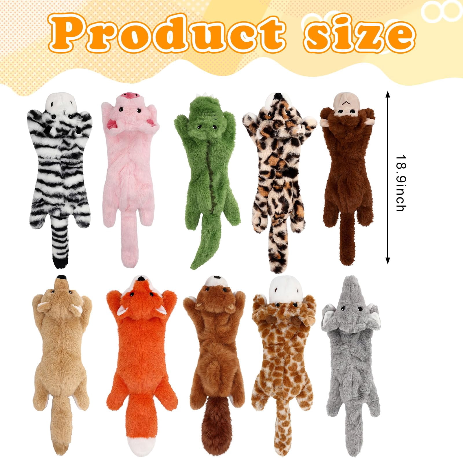 10 Soft Dog Squeaky Toys No Stuffing Crinkle For Aggressive Chewers Durable Plush Puppy Squeak Animals Small Medium Large Pets  10 Styles (cute Style)