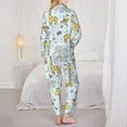 thumbnail image 3 of Pajamas for Women Set - giraffe monkey_A Comfy Long Sleeve Button Up Pajama Sets for Women 2 Piece, Soft Sleepwear Nightwear Pjs Lounge Sets for Women with Pockets, 3 of 6