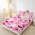 thumbnail image 3 of Feelyou Kawaii Ghost Pumpkin King Sheets, Cute Bat Rainbow Bedding, Pink, 4pcs, 1 Flat Sheet, 1 Fitted Sheet and 2 Pillowcases, 3 of 5