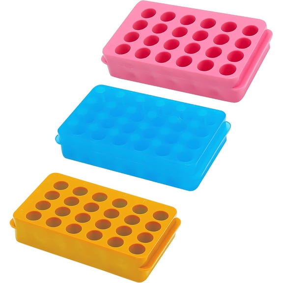 3 Pcs Test Tube Display Stands 24-Well Plastic Multipurpose Centrifuge Tube Rack with 7.5~11mm Inner Diameter