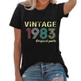 thumbnail image 3 of Trendfront Womens Vintage 1983 T Shirts Letter Graphic Crewneck Casual Short Sleeve Loose Fit Tops Trendy Fashion Tee Pullover Daily Wear, 3 of 5