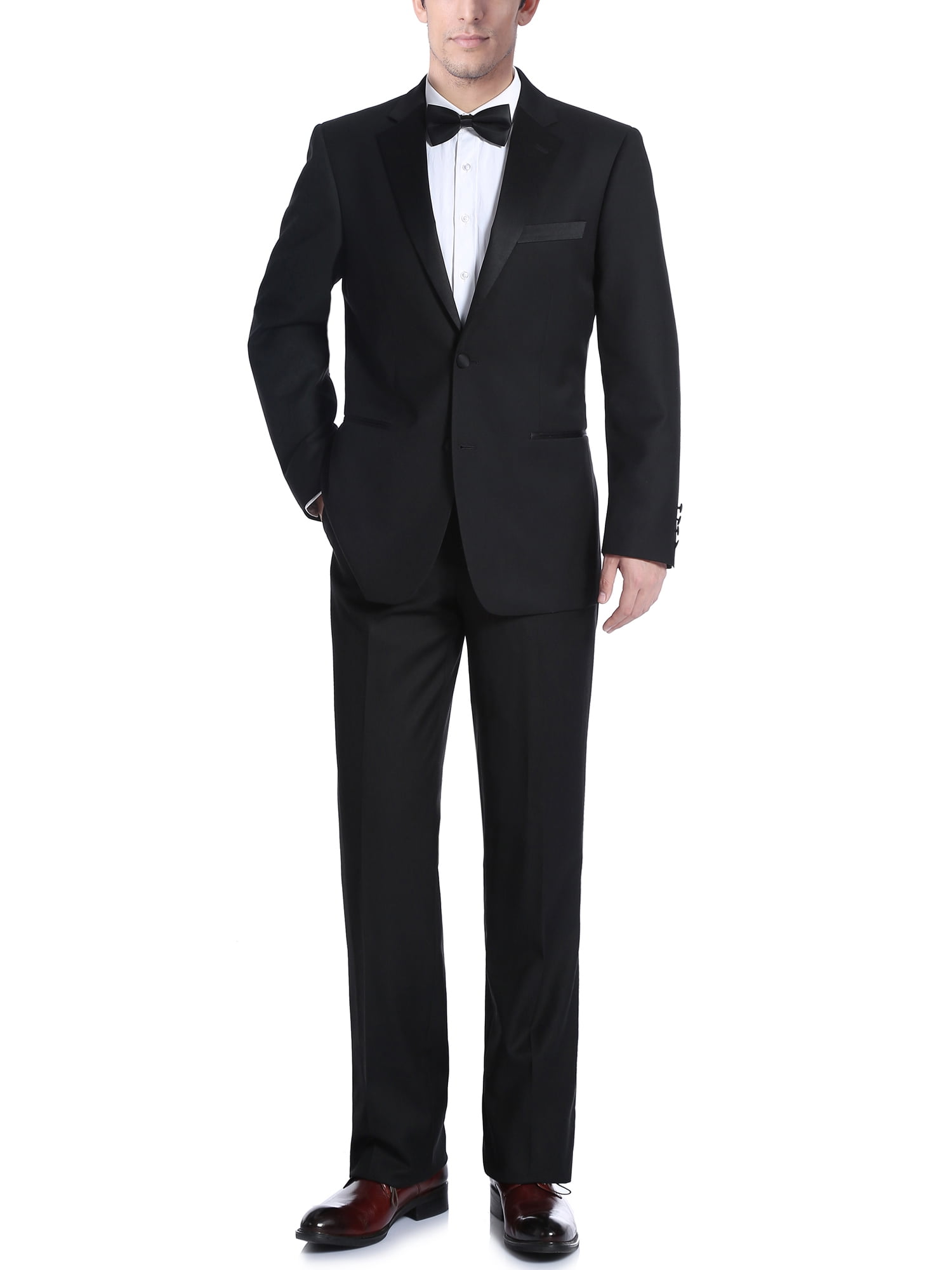 Renoir Men s Black Slim Fit Two Piece Notch Collar Tuxedo With Ribbon