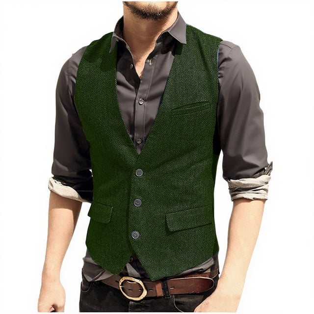 Hauts Sans Manches pour Hommes Veste Décontractée à Col en V Unie