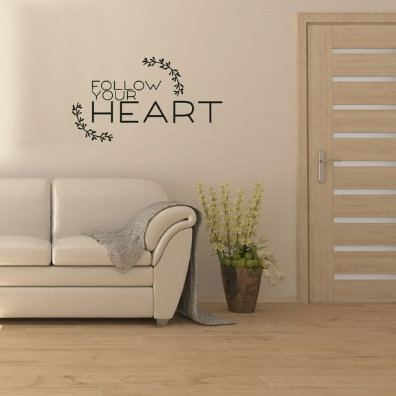 Follow Your Heart Quote Motivation Inspiration Positive Life Mantra Quotes Saying Wall Art Sticker Designs Vinyl Stickers For Home House Walls Rooms Window Bedroom Decoration Size (14x20 inch)