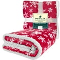 thumbnail image 2 of PAVILIA Premium Christmas Sherpa Throw Blanket | Red Snowflake Decoration, Fleece, Plush, Warm, Cozy Reversible Microfiber Holiday Blanket | Christmas Gift - 60 x 80 Inches, 2 of 7