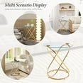 thumbnail image 5 of BECHAEO 19.7" Round Glass Gold Side Table Set of 2 with Gold-Plated Metal Ring-Shaped Frame for Living Room, Modern Round Glass End Table Nightstand for Bedroom, Small Side Table for Small Spaces, 5 of 16