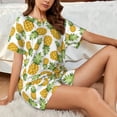 thumbnail image 4 of Honeii Pineapple for Women's Summer Pajama Set featuring Soft Short Sleeve Shirt & Matching Bottoms with Convenient Pockets for Relaxed Home Wear-4X-Large, 4 of 6