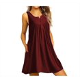 thumbnail image 1 of Nouvelle Robe Plissée Décontractée à Manches Courtes et Col Rond pour Femmes, Robe Ample Sans Manches, Grande Taille, 1 of 2