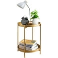 thumbnail image 6 of 2-Tier Round Gold Side Table, Outdoor Small Folding Accent Stand with Removable Tray, Anti-Rust Metal Asional Table for Balcony Patio Living Room, Nightstand for Bedroom(Gold), 6 of 9
