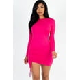 thumbnail image 5 of Solid Bodycon Dress with Ruched Detailing and Drawstring Waist, featuring Long Sleeves, 5 of 9
