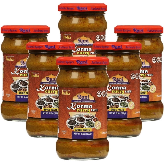 Rani Korma Curry Cooking Spice Paste 10o.5z (300g) Glass Jar, Pack of 5 1 FREE ~ No Colors | All Natural | NON-GMO | Vegan | Gluten Free | Indian Origin