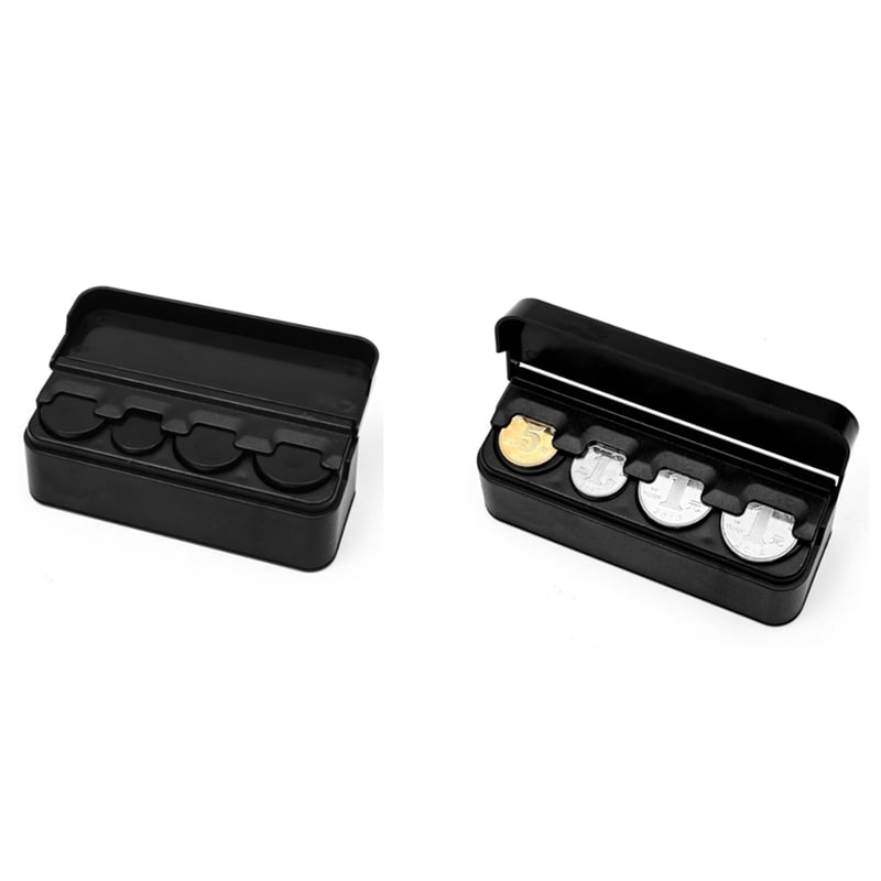 2 Pack Car Gift Coin Holder Black Car Coin Box Car Coin Holder Decoration for Car, Truck, RV