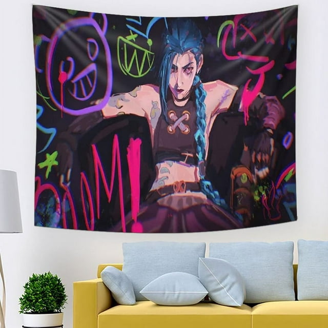 Tapiz decorativo para colgar en la pared Jinxs Anime, 150 x 150 cm