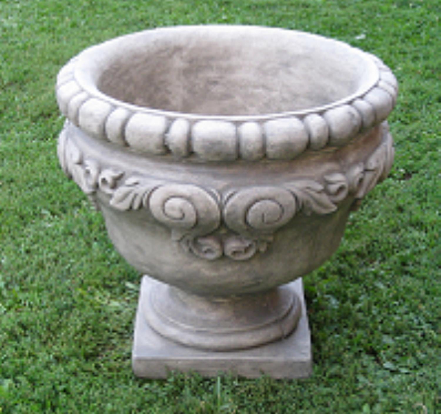Pack of 2 Old World Scroll Design Cast Stone Concrete Outdoor Garden Urn Planters by Continental Craft