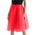 thumbnail image 3 of CIENVNSTG Women Flowy Skirts A Line High Waisted Knee Length Layered Party Midi Skirt Plus Size Tulle Dress Fashion Outfits Red 2XL, 3 of 4