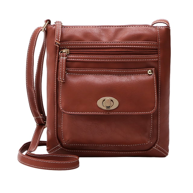 Huanglei Ladies Fashion Solid Color Leather Large Capacity Adjustable Shoulder Belt Turnbuckle Versatile Single Shoulder Messenger Bag
