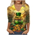 thumbnail image 3 of TaTaai Women's Casual V-Neck Top 3/4 Sleeve St. Patrick's Day Print T-Shirt Loose Fit Irish Festival Spring Holiday Modern Blouse Gift, 3 of 5