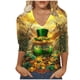 thumbnail image 3 of TaTaai Women's Casual V-Neck Top 3/4 Sleeve St. Patrick's Day Print T-Shirt Loose Fit Irish Festival Spring Holiday Modern Blouse Gift, 3 of 5