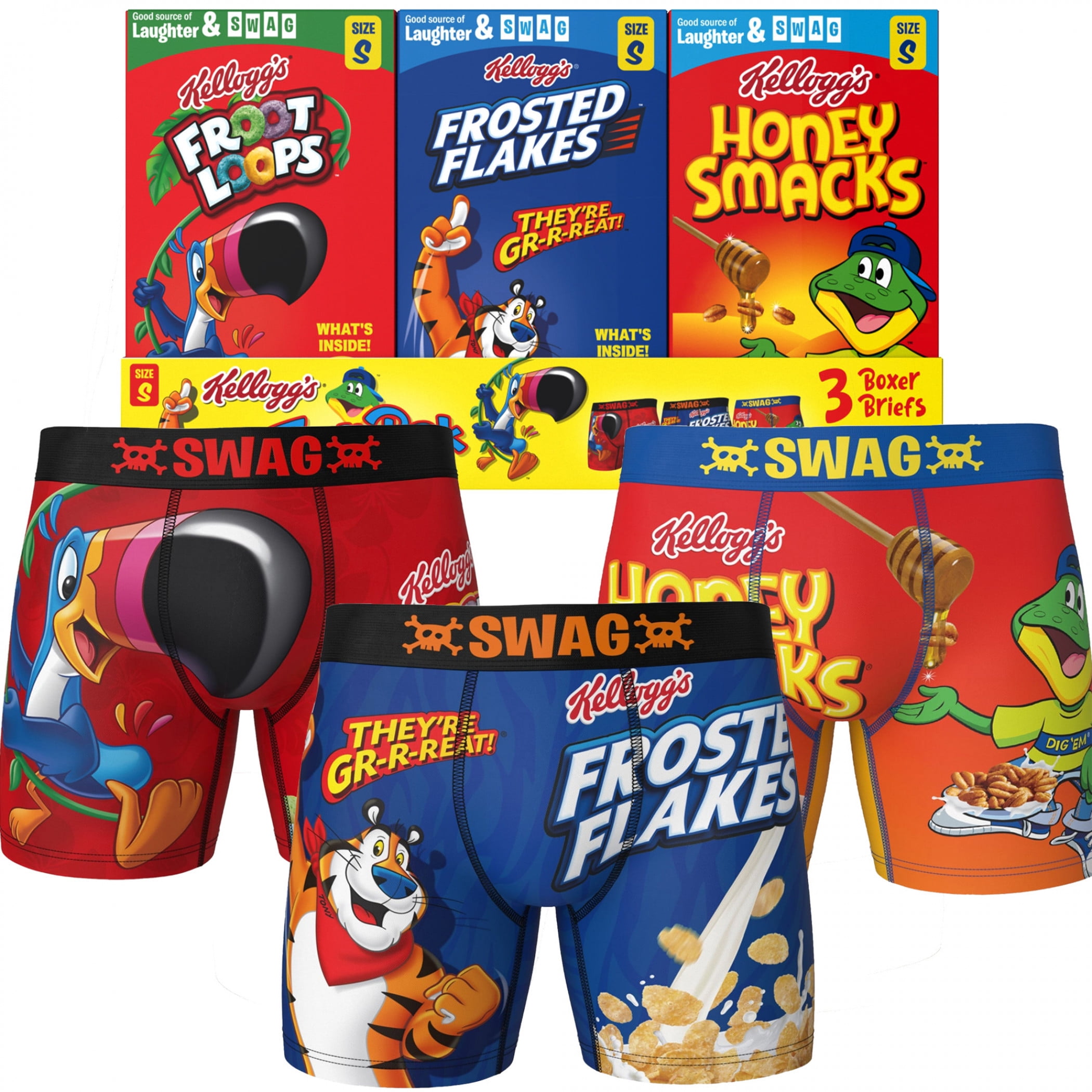 Kellogg's Cereal Aisle 3-Pack Swag Boxer Briefs-Medium (32-34)