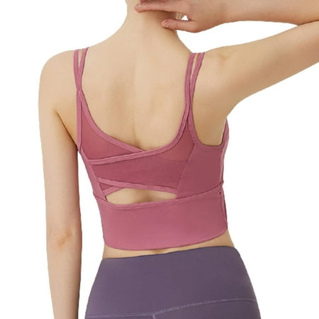 

SUANMAY Underwear Women s High Strength Shockproof Mesh Sports Quick Dry Bra Running Fitness Yoga Training Sports Underwear Pink M