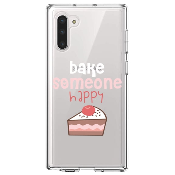 DistinctInk Clear Shockproof Hybrid Case for Samsung Galaxy Note 10 (6.3" Screen) - TPU Bumper Acrylic Back Tempered Glass Screen Protector - Bake Someone Happy