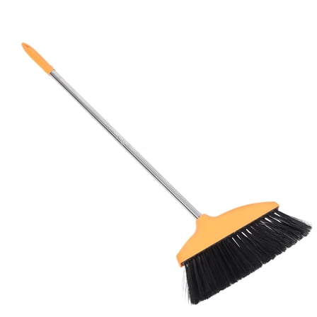 HONITANO Garbage Sweeping Broom 1Pack For Floor Cleaning With Long Handle And Soft Bristle In Orange