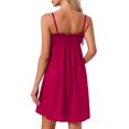 thumbnail image 3 of INSPIRE CHIC Women's Lingerie Ruffle Sleeveless Soft Nightgown V Neck Chemise Loungewear XL Red, 3 of 6