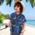 thumbnail image 2 of Akiihool Boys Button Up Shirt Boy's Hawaiian Shirt Tropical Beach Casual Summer Shirt with Pocket Short Sleeve(Blue,18-24 Months), 2 of 7