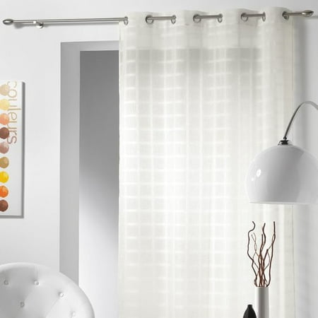 - Evideco Sanded Voile Candide Plaid & Check Sheer Grommet Single Curtain Panel