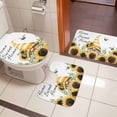 thumbnail image 5 of Pastoral Flower Bathroom Rugs Set Home Sweet Sunflower Leaf Dwarf Bee Non Slip Absorbent Soft Bath Mats 3 Piece Set with Bathroom Rug, U-Shaped Floor Mat, Toilet Seat Cover Small Size, 5 of 9