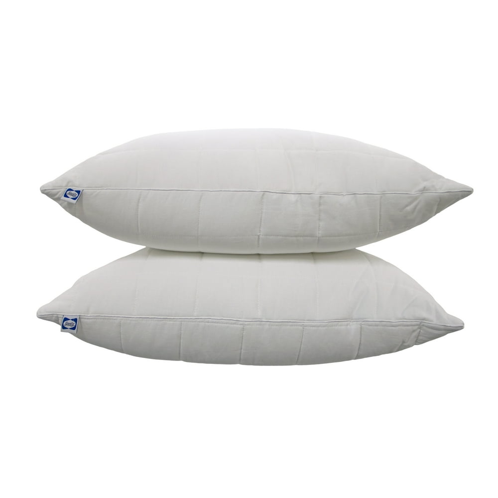 Sealy 100 Cotton Quilted Comfort Pillow, 2 Pack