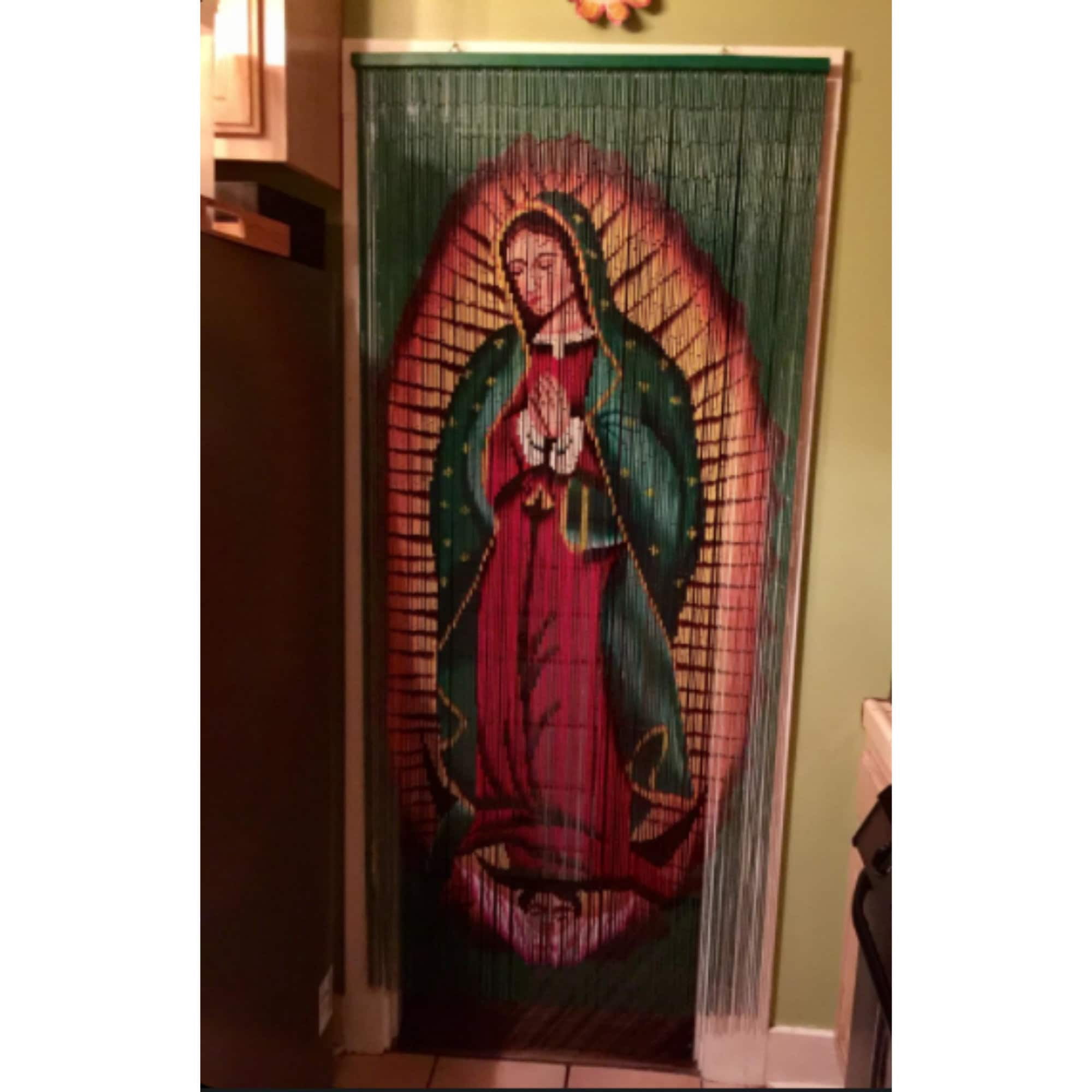 Beaded Doorway Curtains Bead Strands For Living Room Bedroom Door Kitchen Handmade Japanese 125 Strings Virgin Mary Our Lady Of Guadalupe
