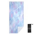 thumbnail image 2 of Quick-Dry Beach Towel 71x31in with Storage Bag, Sand Free Microfiber Towel for Travel, Swimming, Camping Blue-pink Snowflakes Pattern, 2 of 9