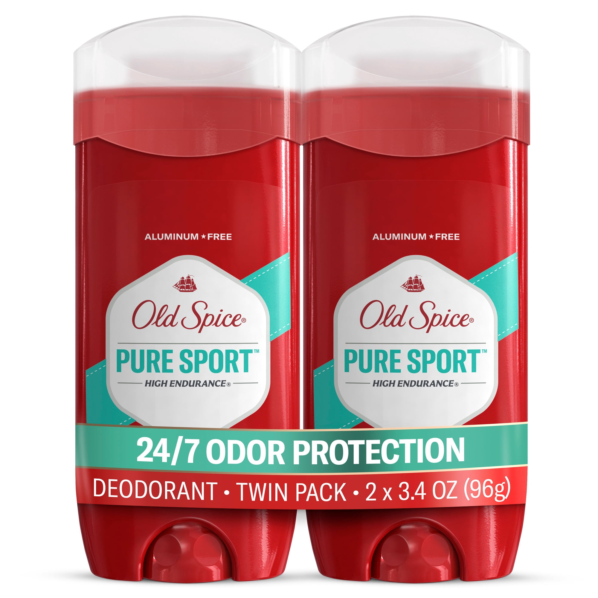 Old Spice Aluminum Free Men's Deodorant, High Endurance Pure Sport, 3.4 oz, 2 Pack