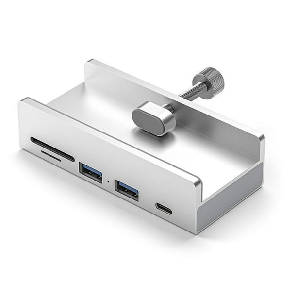 HUB USB 3.0 con Clip para Estación de Acoplamiento, Adaptador USB 3.0, Divisor Múltiple, Adaptador de Alta Velocidad de 5 Gbps para PC y Portátil, Color Plateado