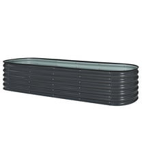 VEIKOUS Large Metal Garden Bed, 8x2x1.4 ft Galvanized 9-in-1 Garden Planter Box for Herbs and Flowers, Gray