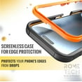 thumbnail image 2 of Rome Tech Funda para iPhone 16 con Clip para Cinturón y Soporte, Carcasa Protectora de Doble Capa a Prueba de Golpes sin Pantalla, Color Negro y Naranja, 2 of 5