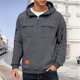 thumbnail image 1 of pstuiky camisas de manga larga para hombre, Sudadera con capucha, cremallera de un cuarto y múltiples bolsillos de manga larga de color liso para hombre tops de invierno para hombre l, 1 of 4