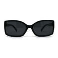 thumbnail image 3 of SA106 Diva Classic 90s Designer Rectangular Plastic Chic Sunglasses All Black, 3 of 4