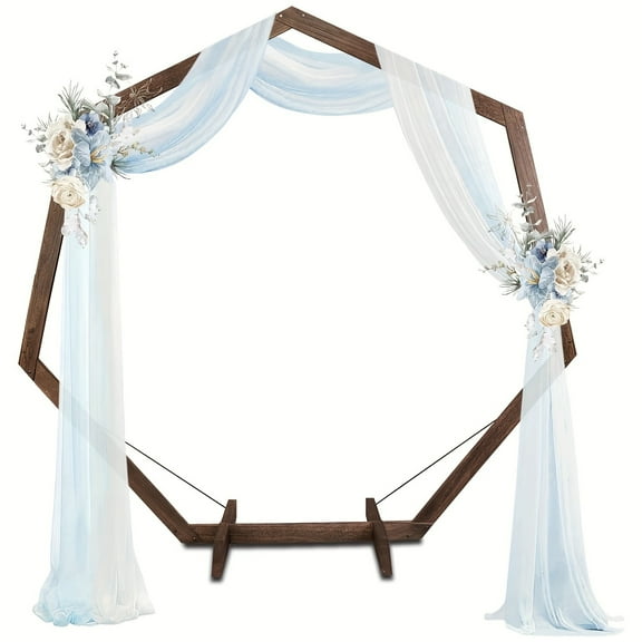 1pc Wooden Wedding Arch, 7.2FT Heptagonal Wooden Arch For Wedding Wood Arch Wedding Arbor Backdrop Stand For Ceremony Rustic Wedding Birthday Parties Indoor Outdoor Garden Decor