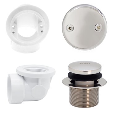 Westbrass Sch. 40 PVC 1-1/2" Plumber's Pack Tip-Toe Bathtub Drain Trim, Polished Chrome