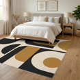 thumbnail image 3 of ODIKA 6'x9' Washable Area Rug Black Tan Geometric Decorative Elegant Arch and Circle Motifs in a Modern Design for Dining Room, Under Table, Office Décor, Non-Slip Chair-Friendly, 3 of 7