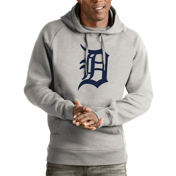 Men's Antigua Heathered Gray Detroit Tigers Victory Pullover Hoodie