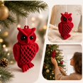 thumbnail image 4 of Velvet Christmas Tree Ornaments, Shatterproof Flocked Christmas Decorations, Burgundy Owl Shaped for Xmas Holiday Home Party Decor(B), 4 of 7