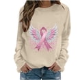 thumbnail image 4 of Women's Sweatshirt Breast Cancer Awareness Pink Ribbon Long Sleeve Crewneck Pullover Sweatshirt Comfortable Casual Streetwear, 4 of 4